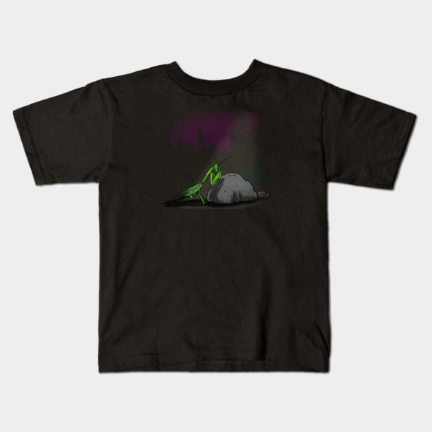 Praying Mantis Cute Funny Jesus Christ Religious Scene Funny Parody Kids T-Shirt by BoggsNicolas